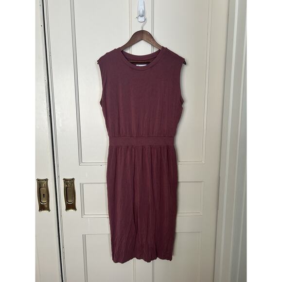 Athleta Santorini Cinch Midi Dress Womens Size Medium Dusty Pink Comfort Stretch - Picture 1 of 8
